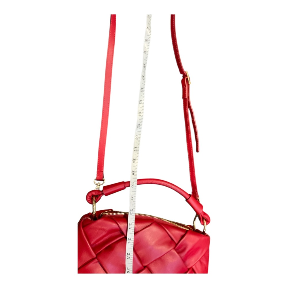 Stella Bianca Women’s Red Leather Woven Handbag Crossbody/Made in Italy - Picture 15 of 16